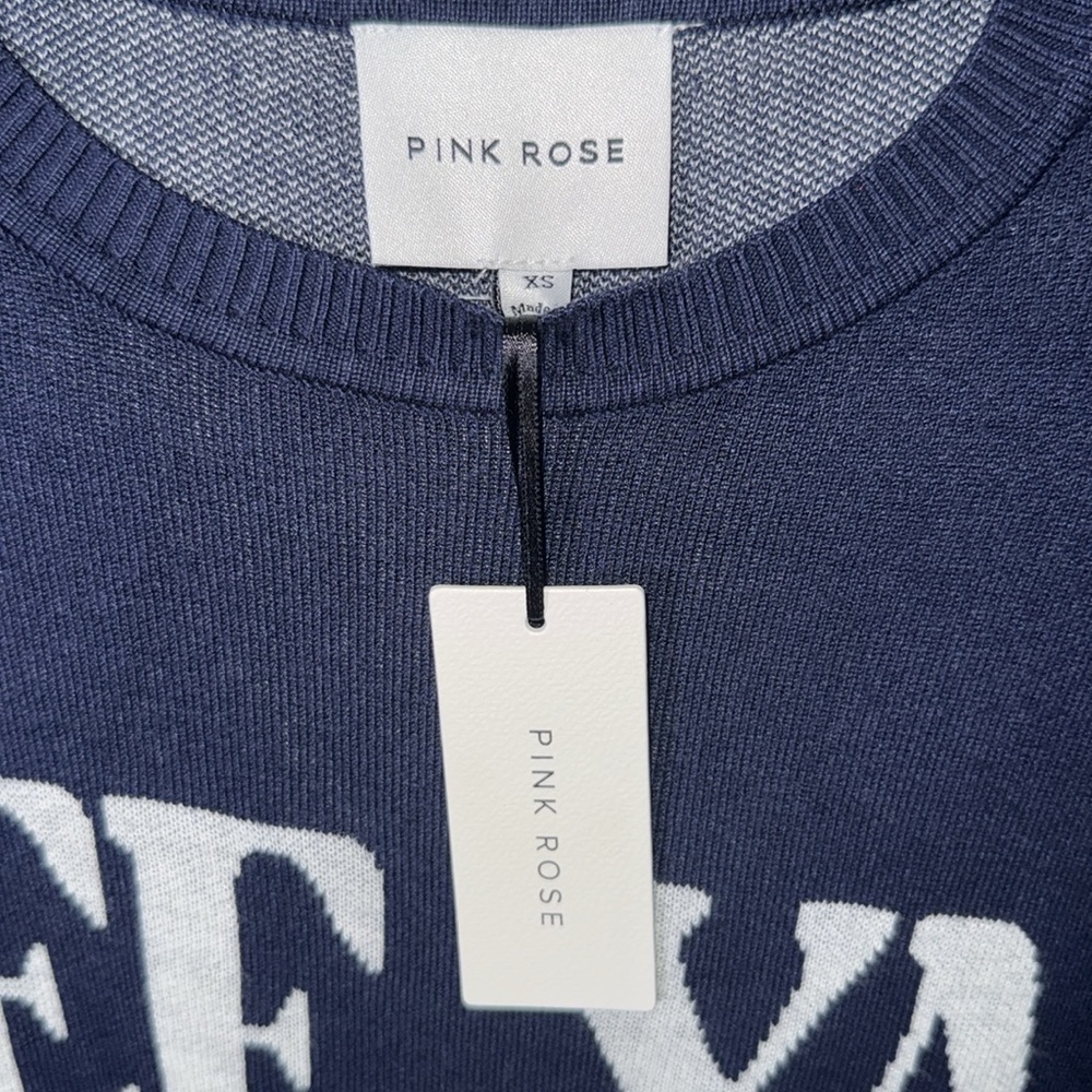 Pink Rose Navy Blue Sweater - Picture 3 of 4